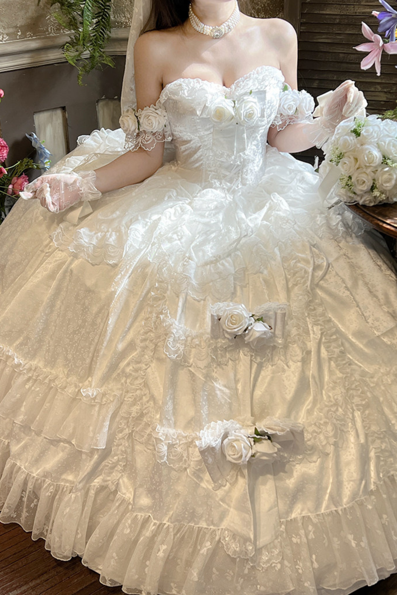 Love and Flower Sweet Dress + Ribbon Hair Accessory + Flower Hair Accessory