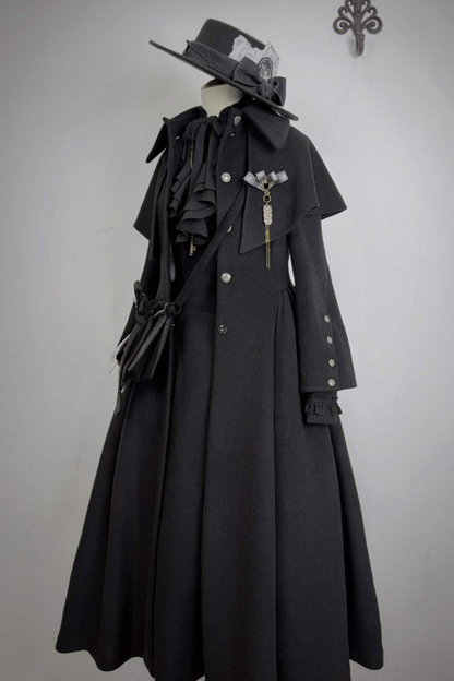 British Detective Lolita Coat + Cape + Skirt + Shirt + Bag + Brooch + Hat + Beret + Necklace
