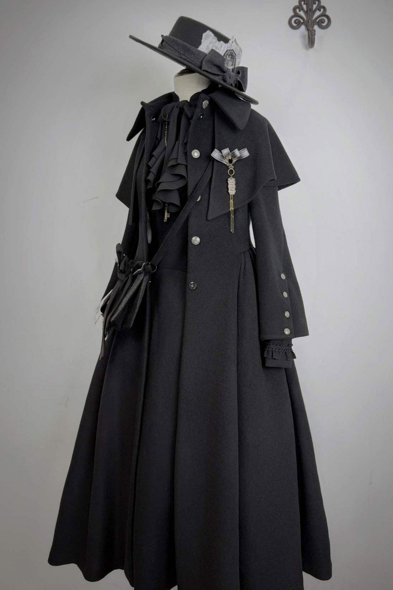 British Detective Lolita Coat + Cape + Skirt + Shirt + Bag + Brooch + Hat + Beret + Necklace