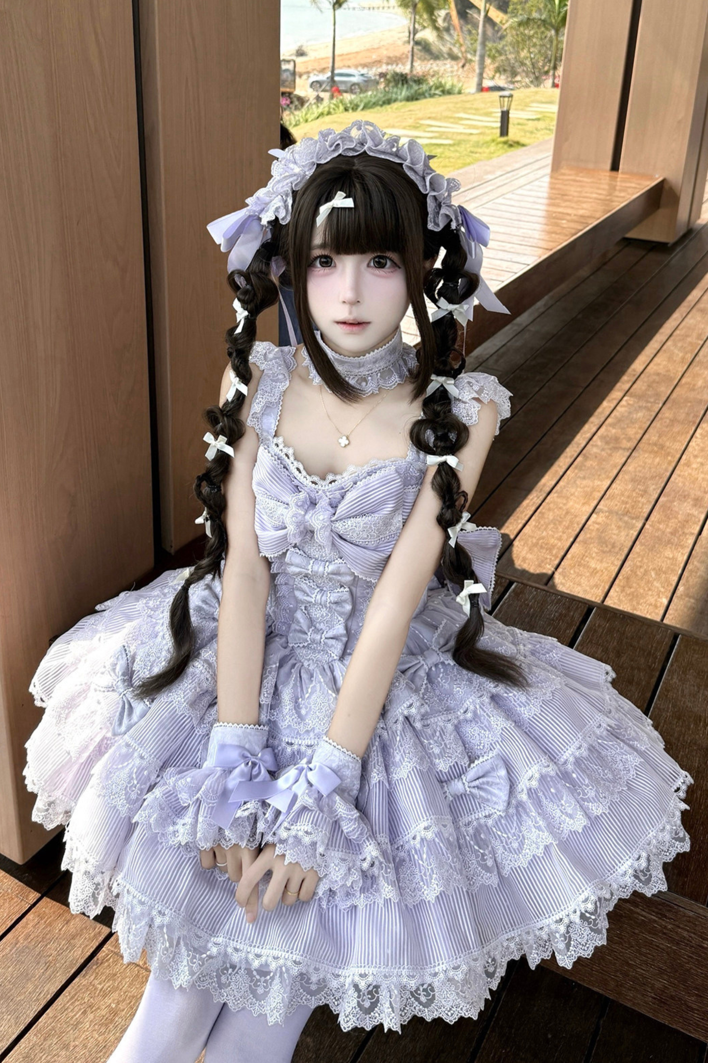 [pre-order] Princess Ballet Tiered Lolita Dress + Headband + Necklace + Sleeves + Tail