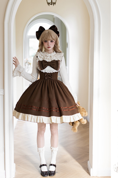 Twin Ruffle Doll Jumperskirt + Top + Ribbon + Hat