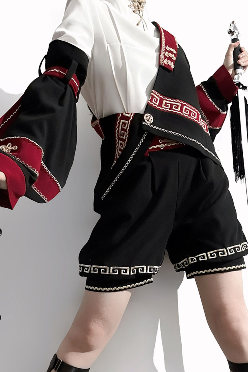 Retro Stand Collar Shirt + Shorts + Jacket