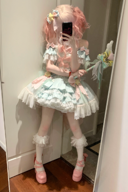Magic Fairy Sparkling Water Lolita Top + Skirt + Hair Clip + Tail + Magic Stitching