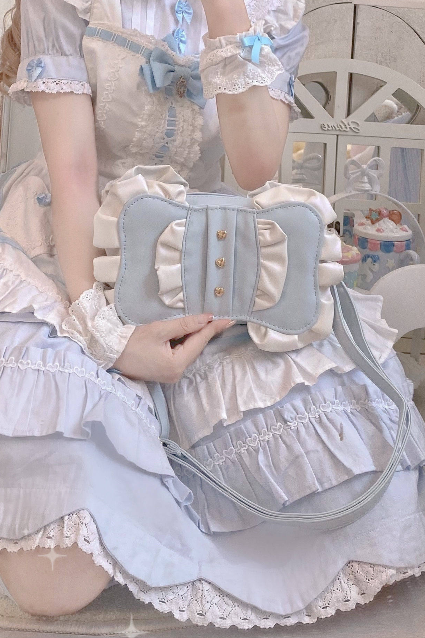 Cream Ribbon Mini Crossbody Bag