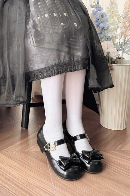 Glossy Color Ribbon Shoes