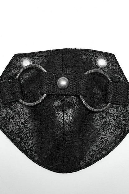 Black Short Sleeves Detachable Shoulder Pad Hollow Steampunk T-shirt