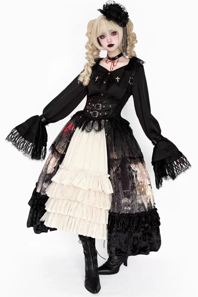 Gothic Lolita Dark Jumper Skirt + Shirt