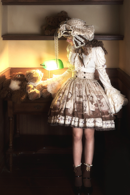 Briana Bear Print Dream Doll Lolita Dress + Jsk + Skirt + Shirt + Petticoat