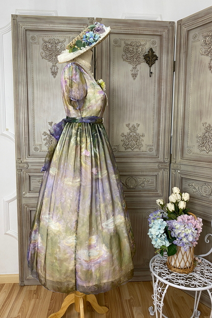 Marble Art High Waist Mark Lolita Dress