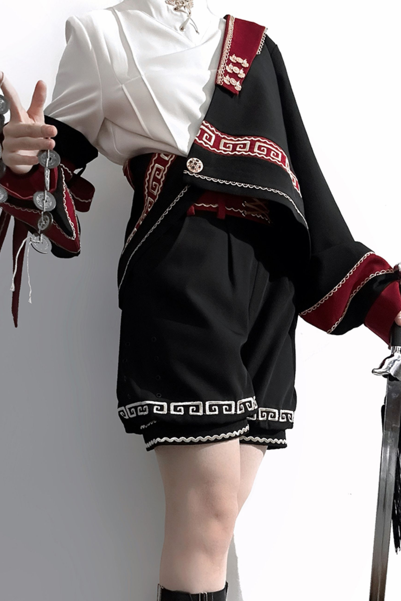 Retro Stand Collar Shirt + Shorts + Jacket