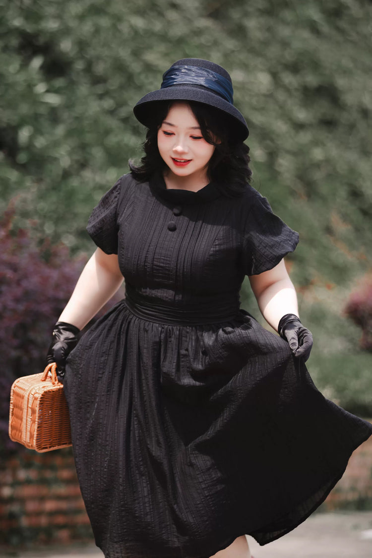 Black [forest Gallery] High Collar Short Lantern Sleeves Pastoral Style Classic Lolita Dress