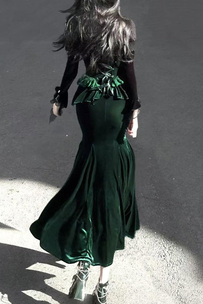 [pre-order] Dark Forest Lolita Fishtail Dress + Long Sleeve Short Cape