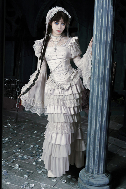 Gothic Lolita Skirt + Corset + Veil + Necklace + Waist Chain