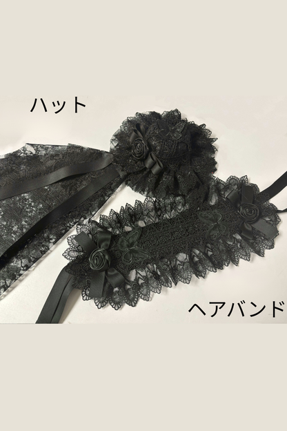 [pre-order Deadline: March 18] Dark Gothic Lolita Skirt + Shirt + Headband + Hat + Sleeve