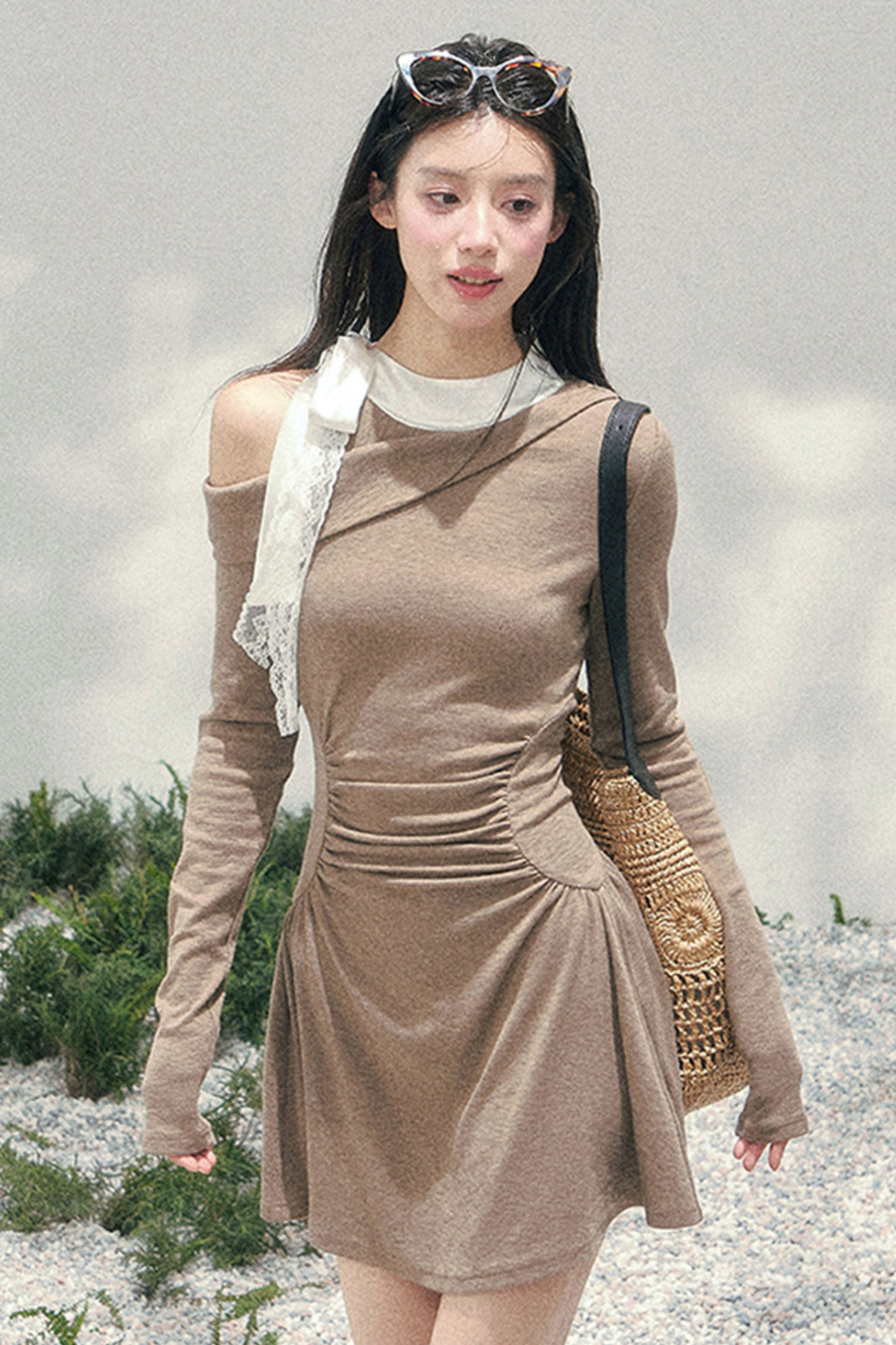 French Lace Off Shoulder Dress