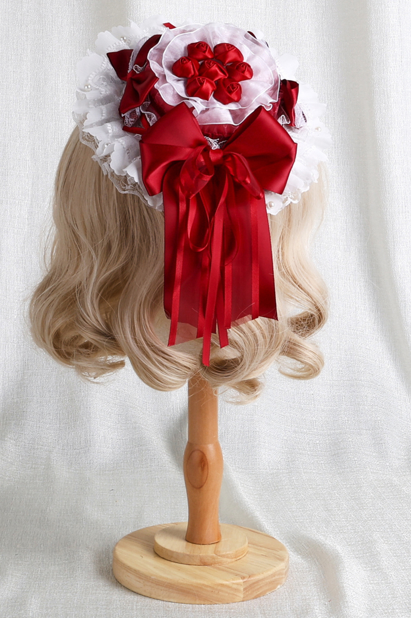 Rose Lace Lolita Bonnet + Hat + Hairband + Clip Hat + Crown