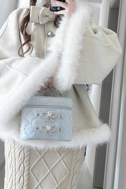 Pearl Rhinestone Lace Box Bag