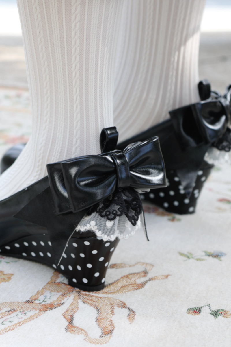Retro Polka Dot Heart Lolita Sweet Shoes