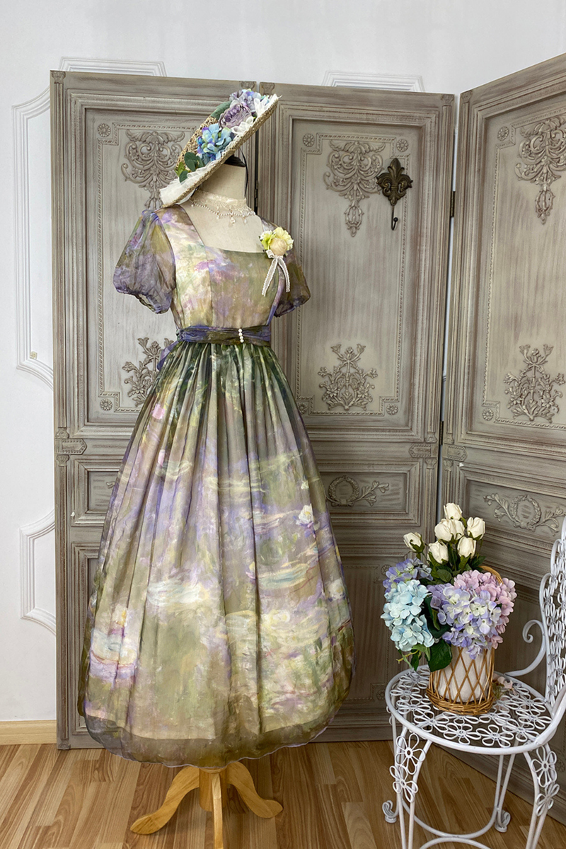 Marble Art High Waist Mark Lolita Dress