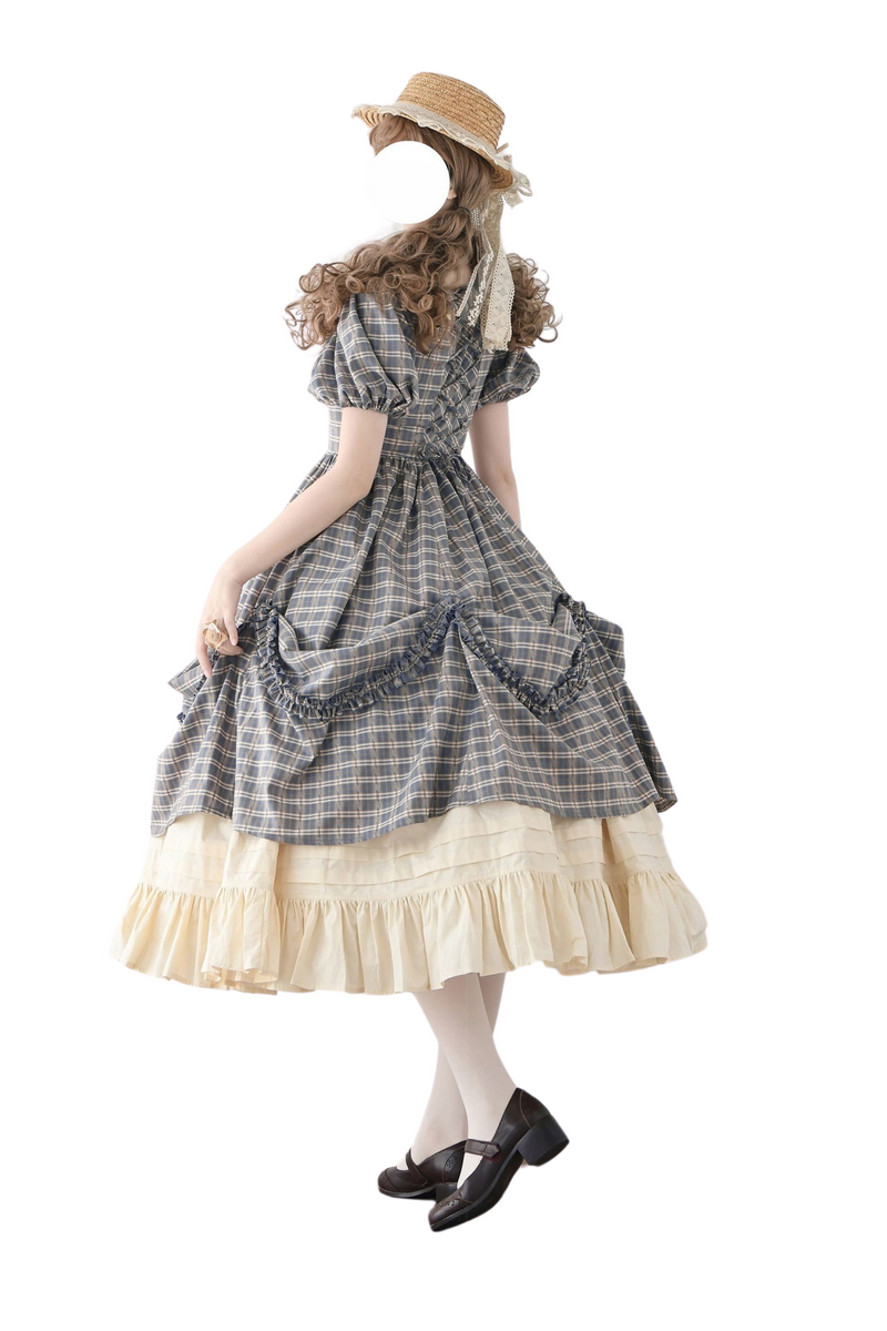 Forest Ward Retro Plaid Lolita Dress + Petticoat