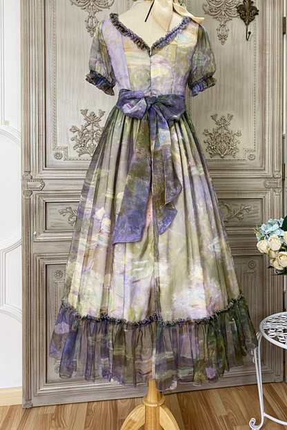 Marble Art High Waist Mark Lolita Dress