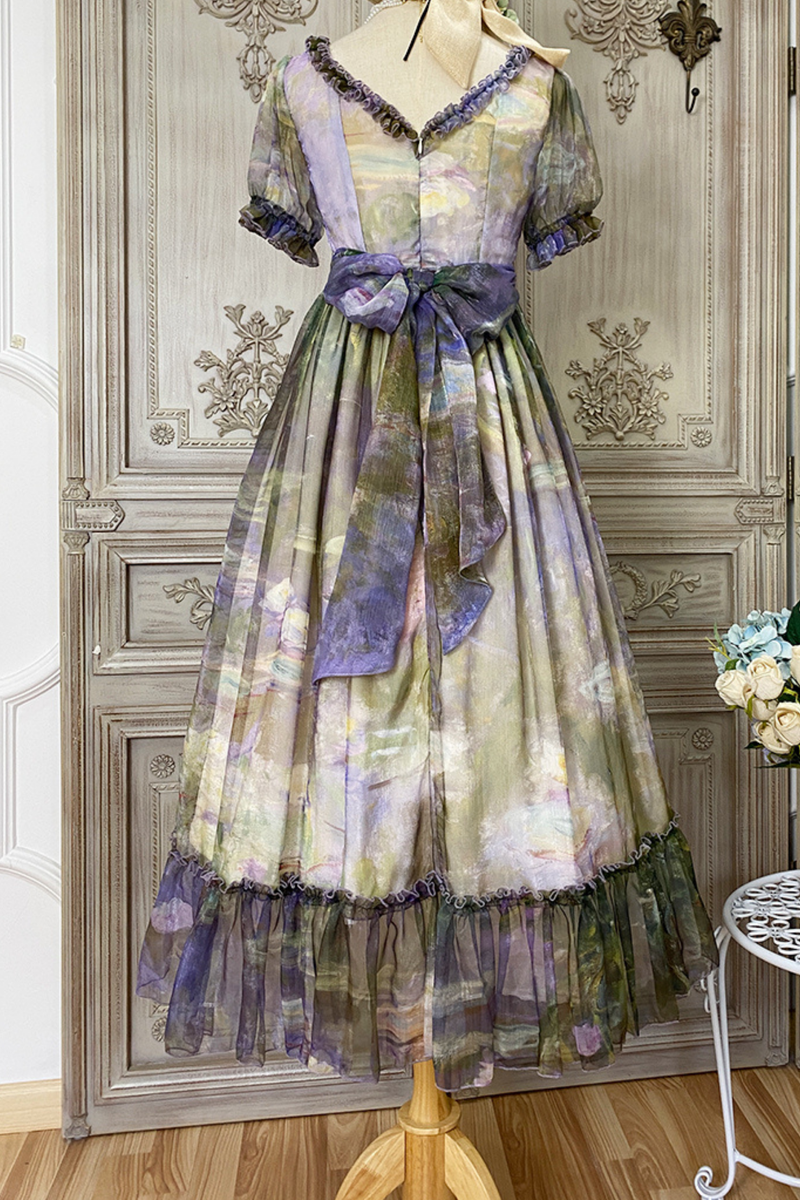 Marble Art High Waist Mark Lolita Dress
