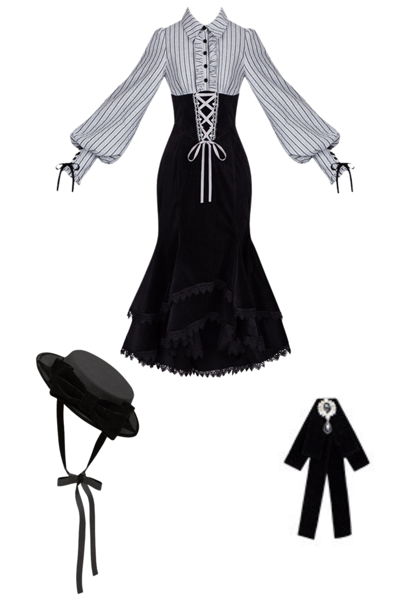 Fish Tail Dress + Flare Dress + Hat + Headband