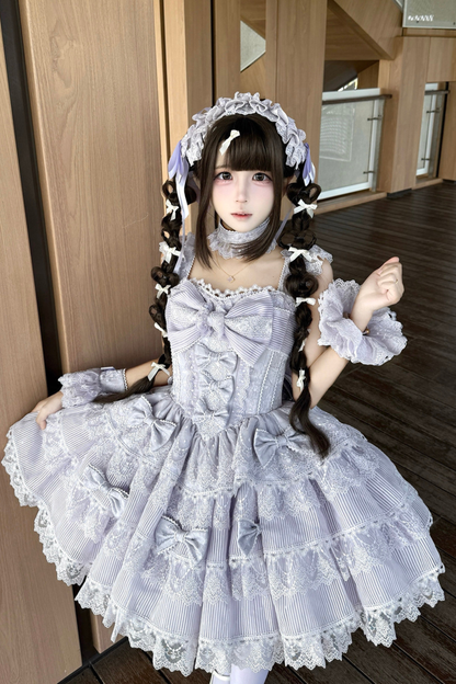 [pre-order] Princess Ballet Tiered Lolita Dress + Headband + Necklace + Sleeves + Tail