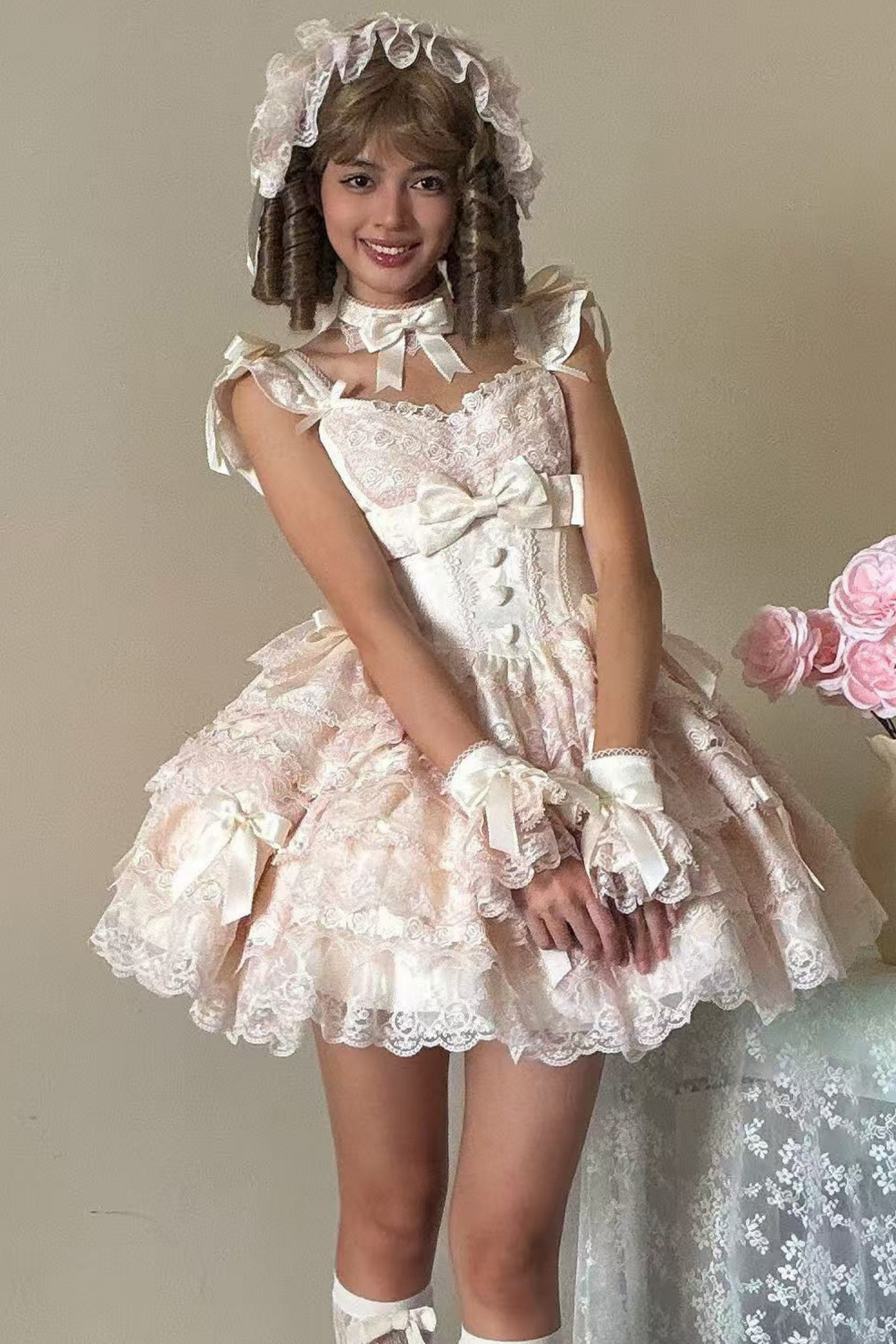 [pre-order] Princess Ballet Tiered Lolita Dress + Headband + Necklace + Sleeves + Tail