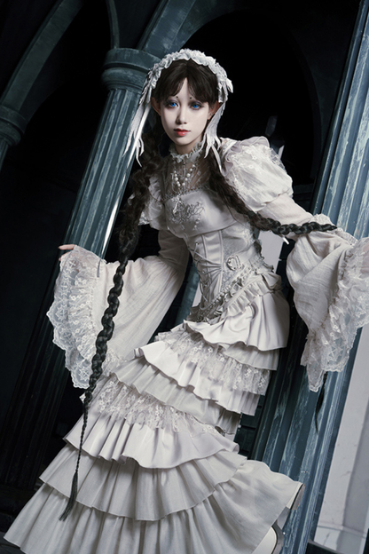 Gothic Lolita Skirt + Corset + Veil + Necklace + Waist Chain