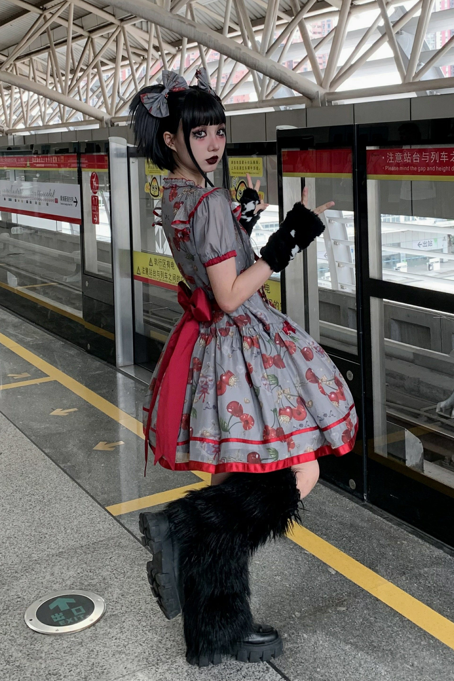 Retro Antique Cherry Sweet Lolita Dress + Jumper Skirt