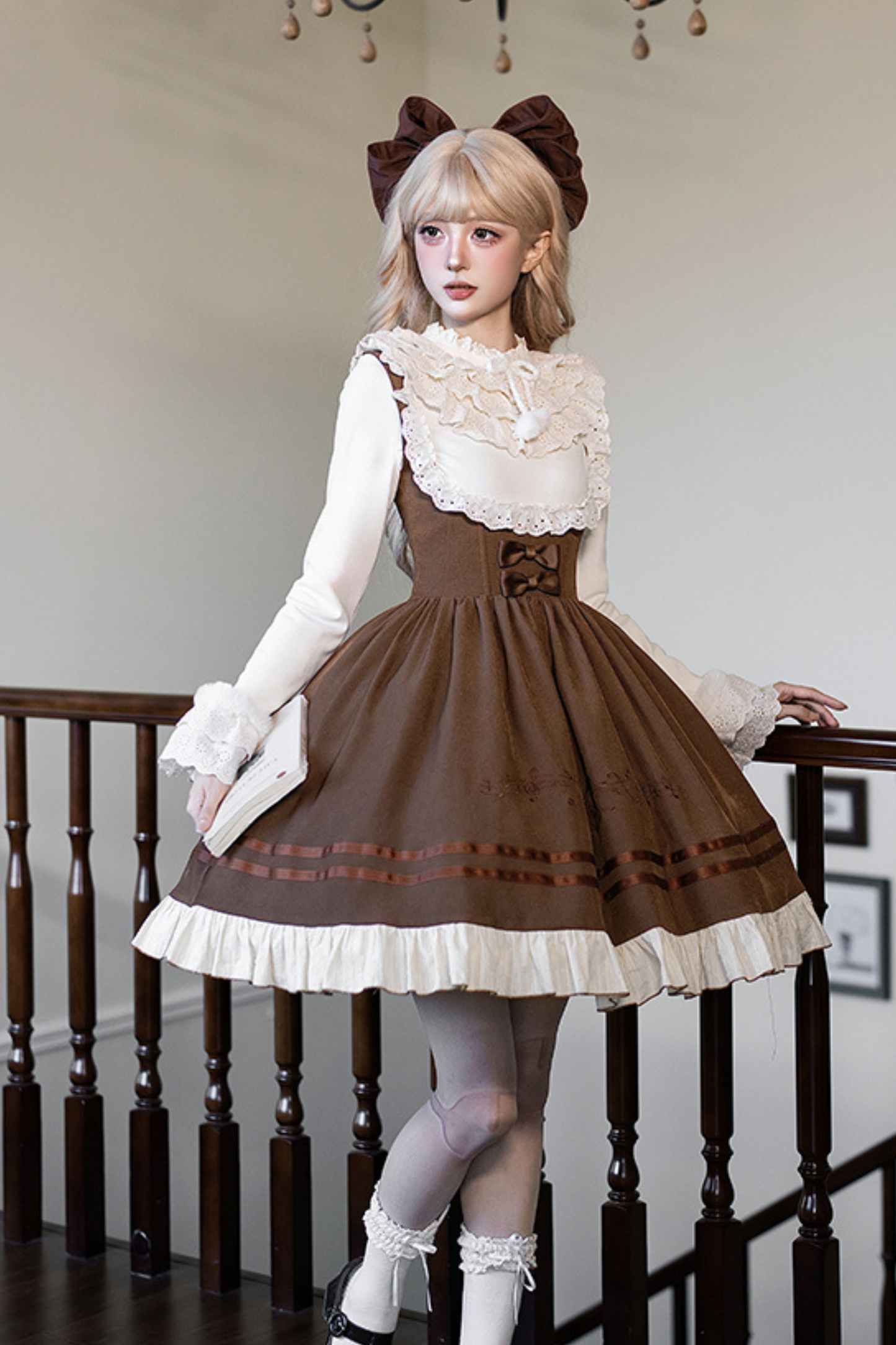 Twin Ruffle Doll Jumperskirt + Top + Ribbon + Hat