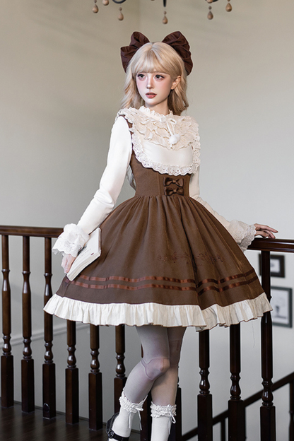 Twin Ruffle Doll Jumperskirt + Top + Ribbon + Hat