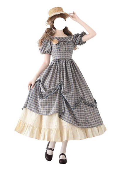 Forest Ward Retro Plaid Lolita Dress + Petticoat