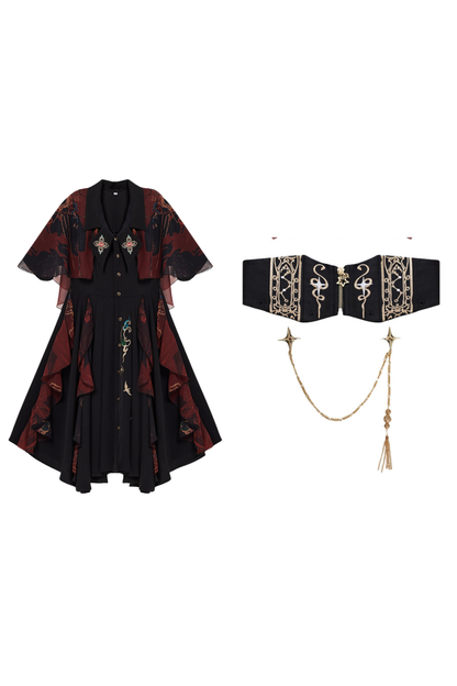 Chinese-style Embroidery Dress + Belt + Girdle