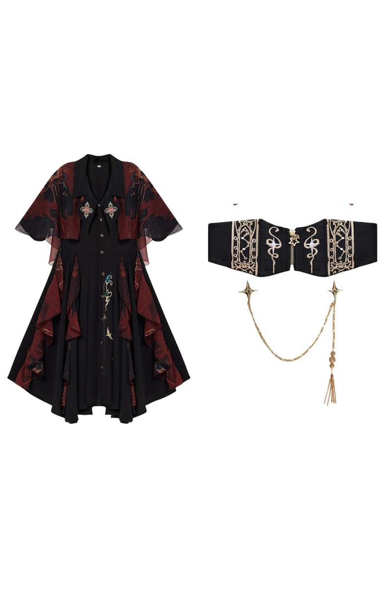Chinese-style Embroidery Dress + Belt + Girdle