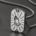 Serenity Prayer Hand Dog Tag Necklace for