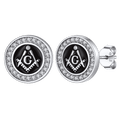 Sterling Silver Masonic Stud Earrings for Freemason