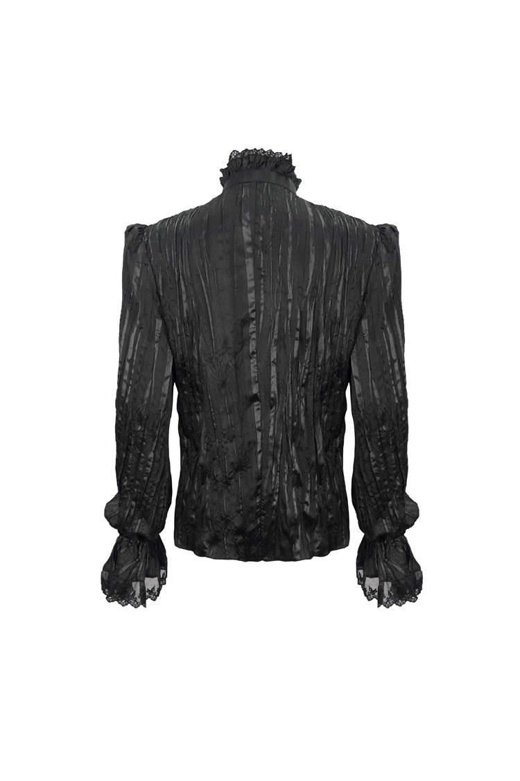 Black Stand Collar Striped Collar Lace Gothic Shirt