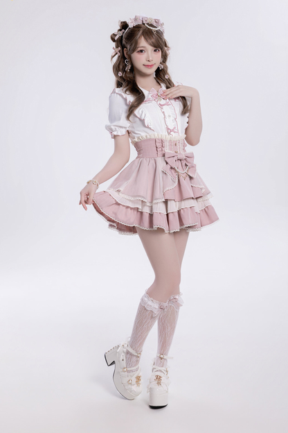 Sweet Ruffled Puff Long Sleeve Blouse