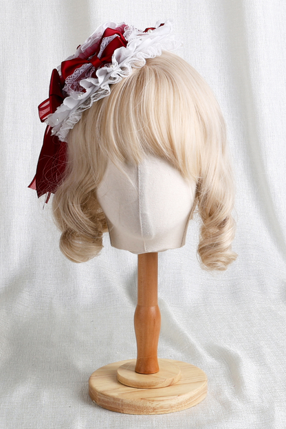Rose Lace Lolita Bonnet + Hat + Hairband + Clip Hat + Crown