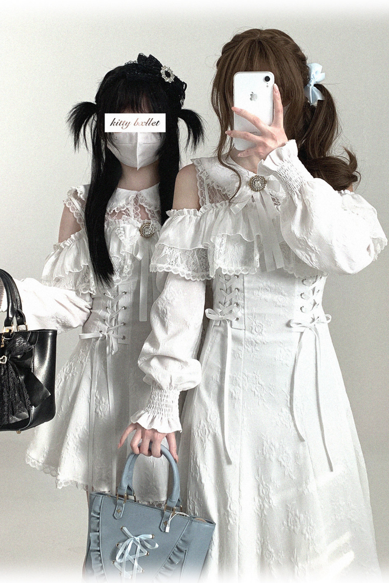 Off Shoulder Lace Up Lace Dress
