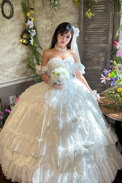 Love and Flower Sweet Dress + Ribbon Hair Accessory + Flower Hair Accessory