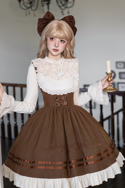 Twin Ruffle Doll Jumperskirt + Top + Ribbon + Hat