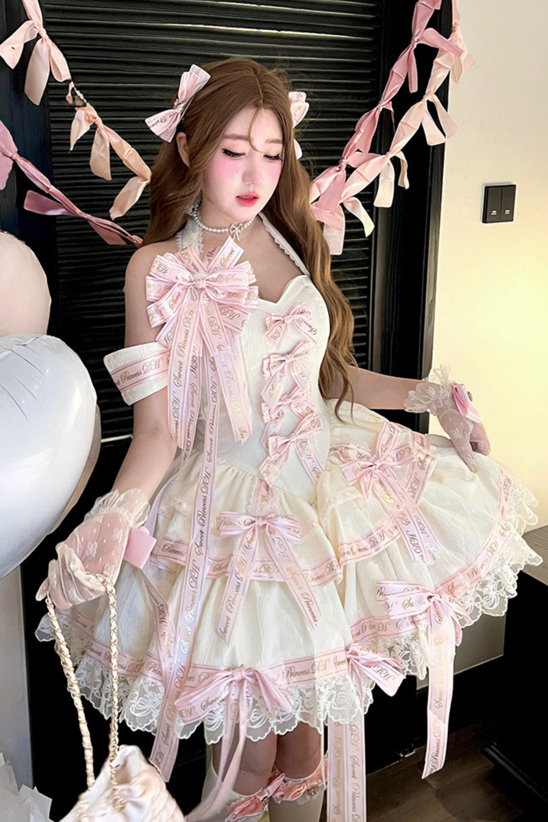 Many Logo Ribbon Princess Dress + Badge + Head Accessory + Tail