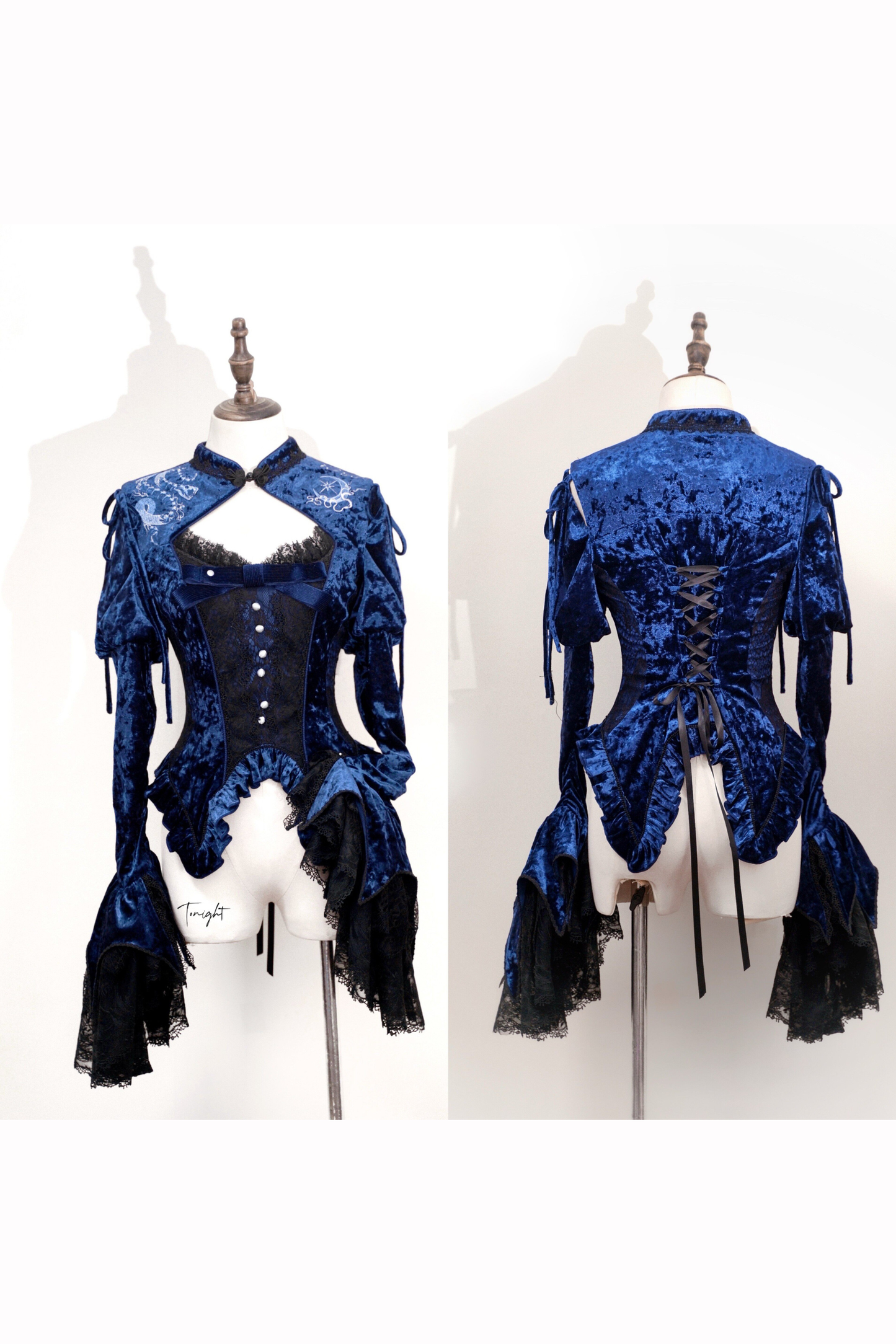 Gothic Velvet Sleeve Lolita Top + Vest + Skirt