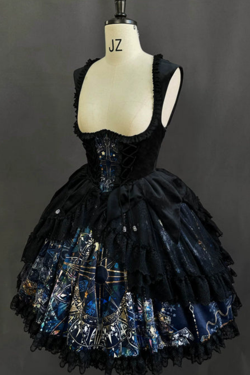 Gothic Lolita Jumper Skirt + Dark Top + Girdle
