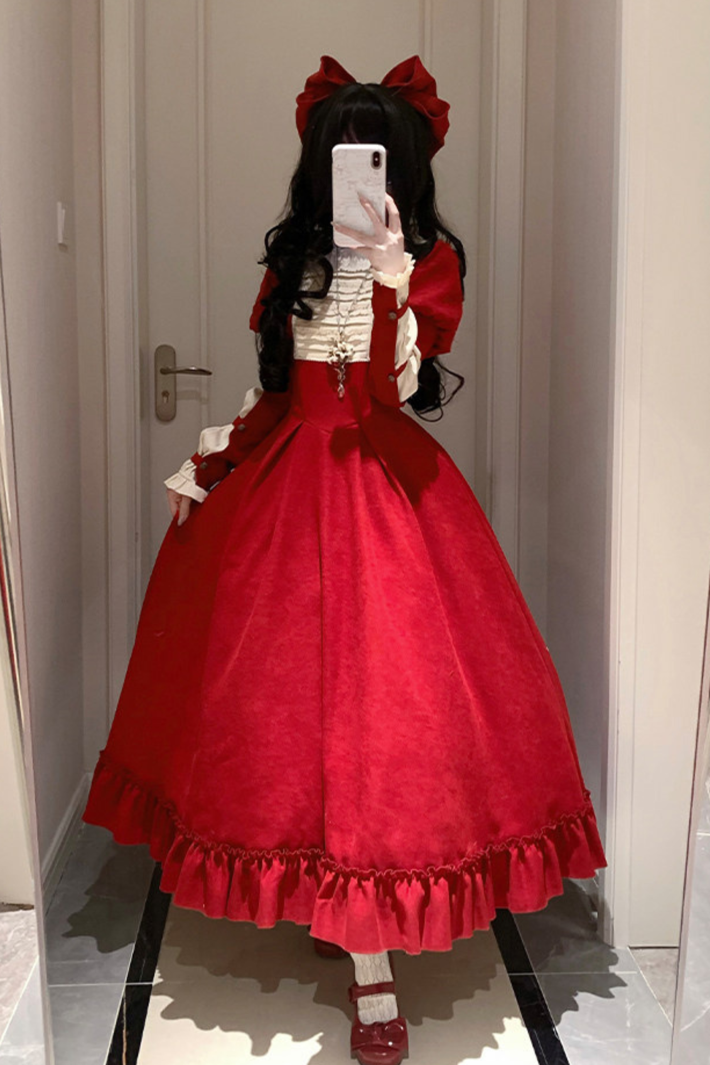 Lace Ruffle Lolita Dress + Bow