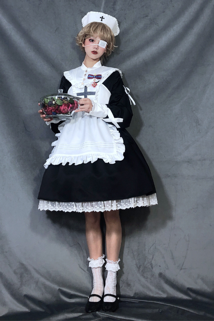 Lantern Angel Maid Lolita Dress + Apron + Detachable Collar