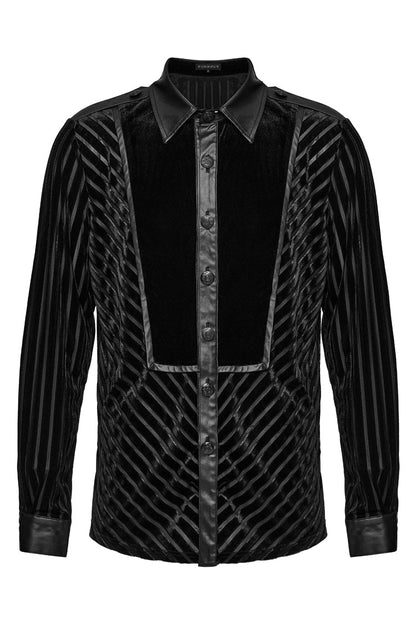 Black Lapel Collar Stitching Slim Gothic Blouse